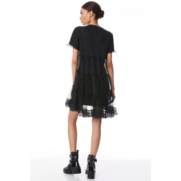 Alice + Olivia Dreema Tulle Overlay Tee Dress Large NWT $395 - Picture 3 of 8